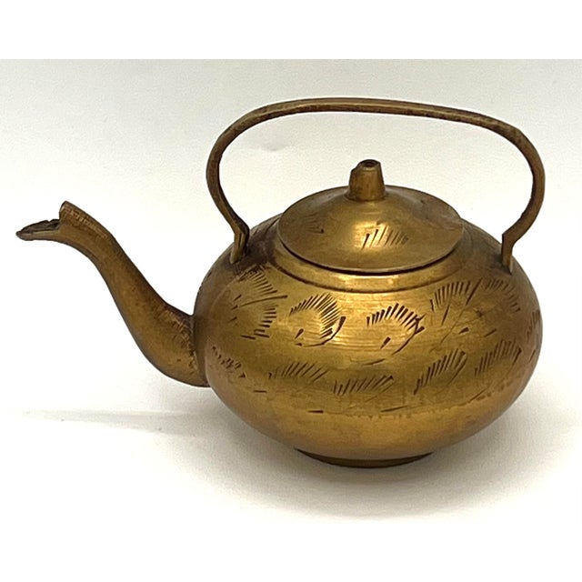 Vintage Brass Teapot With Matching Teacup and Saucer For Sale In Los Angeles - Image 6 of 6