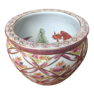 Small Vintage Chinese Fish Bowl Planter For Sale