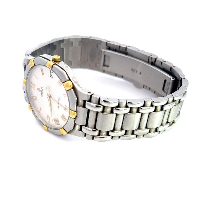 Traditional 1990s Concord Estate Saratoga Roman Numerals Watch 18k Gold + Stainless Steel For Sale - Image 3 of 6