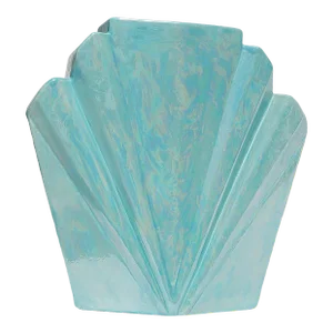 Late 20th Century Art Deco Fan Ceramic Vase in the Style of Reuben Haley for Muncie Pottery