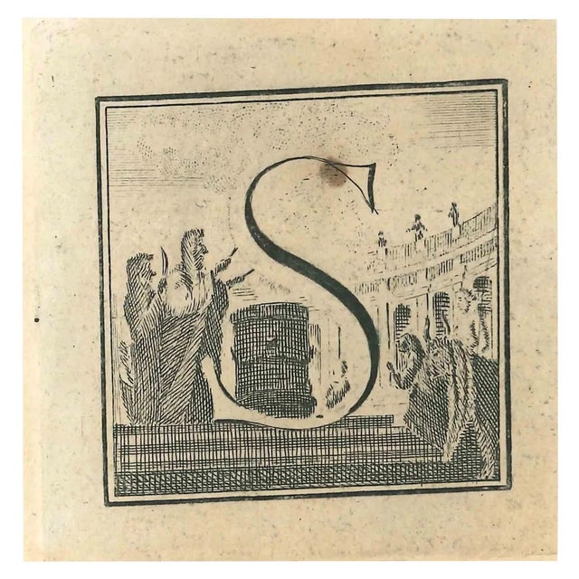 Gaspar Van Wittel (Vanvitelli), Antiquities of Herculaneum Letter L, Etching, 18th Century For Sale