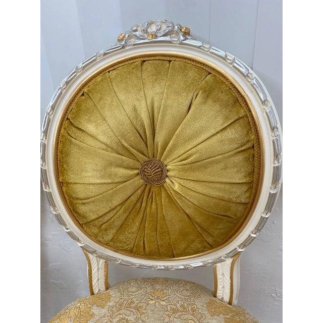 Renaissance 19th Century Reproduction 24 Karat Gold Leaf Italian Dining Chairs by Caspani Tino - Set of 4 For Sale - Image 3 of 11