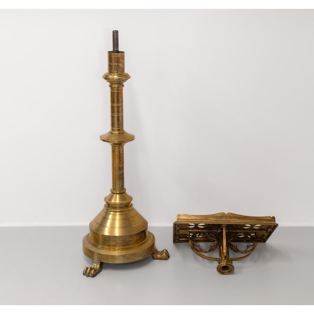 Late Victorian Brass Standing Church Gothic Lectern For Sale - Image 6 of 18