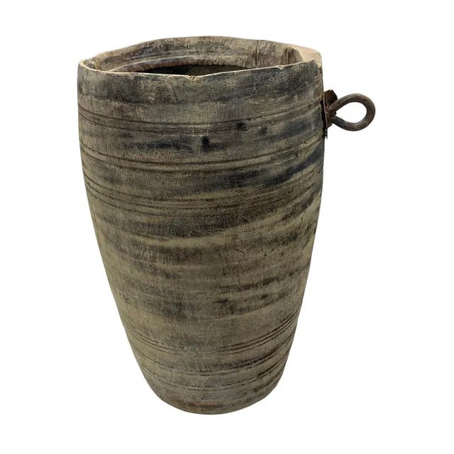 Farmhouse Vintage Indian Wood Vessel For Sale - Image 3 of 5