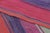 Textile Vintage Peruvian Square Kilim, Vibrant Polychromatic Stripes - Rug & Kilim For Sale - Image 7 of 7