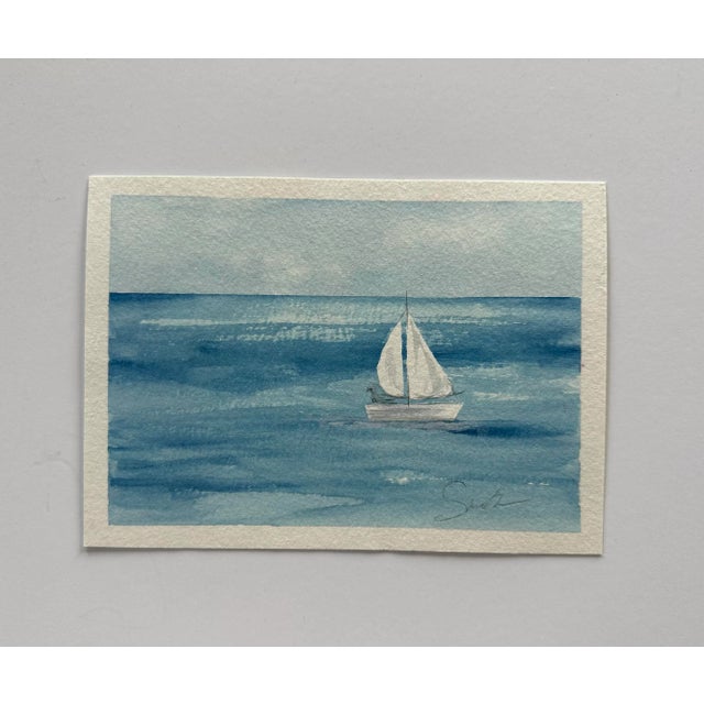 Just a sailboat and the wide sea. Signed watercolor, ready to frame. Standard size. Nancy Smith is a top selling artist on...