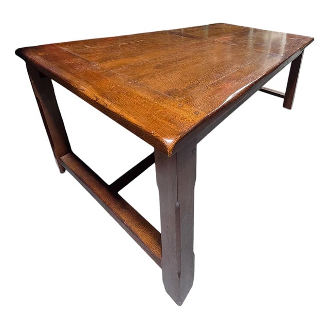 1960s Solid Oak Kitchen Refractory Dining Table. Antique Style For Sale