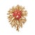 Gold plated coral brooch with orange stones Measurements: 3 1/4" x 2 1/2"