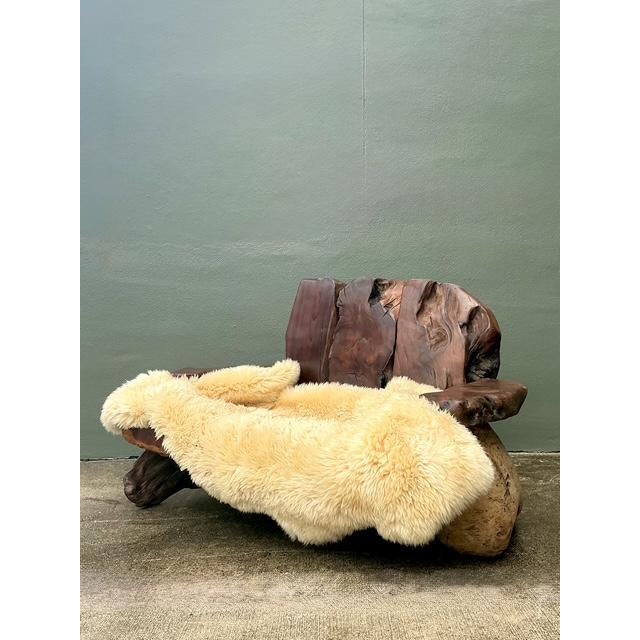 Contemporary Vintage Redwood Slab Sofa After Darryl Stokes For Sale - Image 3 of 12