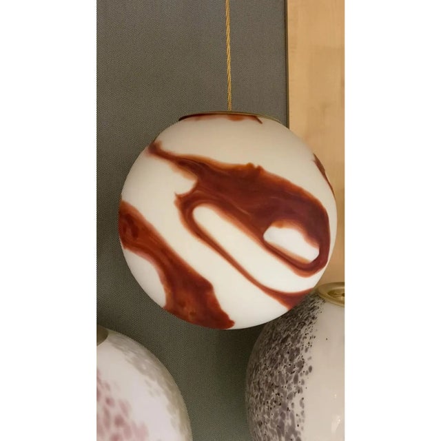 2010s Contemporary Brown and Milky-White Sphere Pendant in Murano Glass For Sale - Image 5 of 6