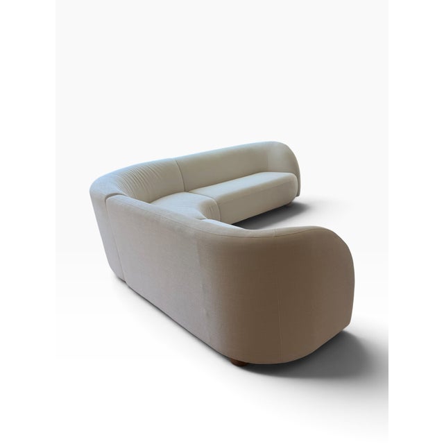 West Elm Laurent 3-Piece Sculptural L-Shaped Wedge Sectional in Ivory Performance Upholstery For Sale - Image 10 of 18