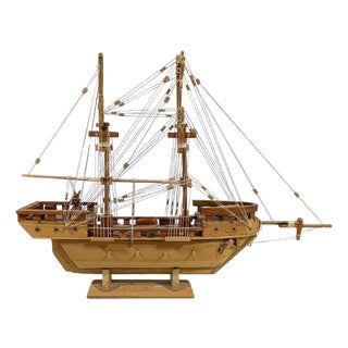 Wooden Model Sailing Ship by J. Romero For Sale