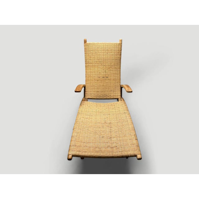 2010s Andrianna Shamaris Teak Wood and Woven Grass Chaise For Sale - Image 5 of 6