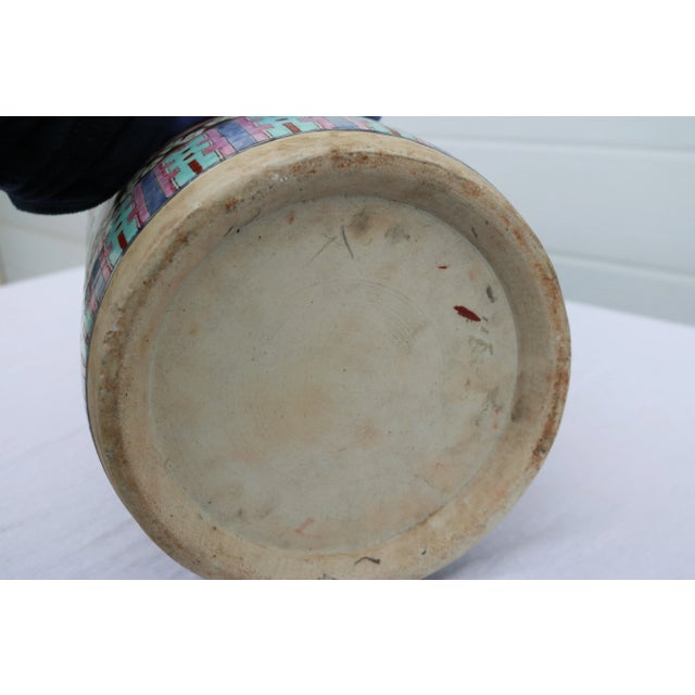 Mid 20th Century Large Mid Century Famille Rose Porcelain Umbrella Stand For Sale - Image 17 of 18