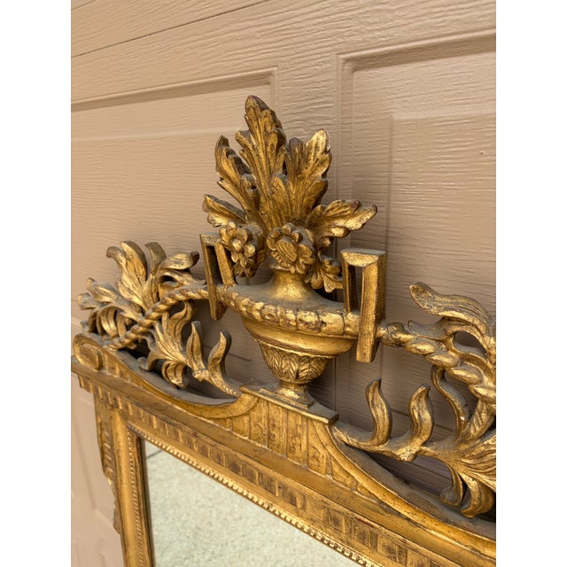 19th Century Italian Neoclassical Giltwood Mirror With Carved Urn and Foliage For Sale In South Bend - Image 6 of 13