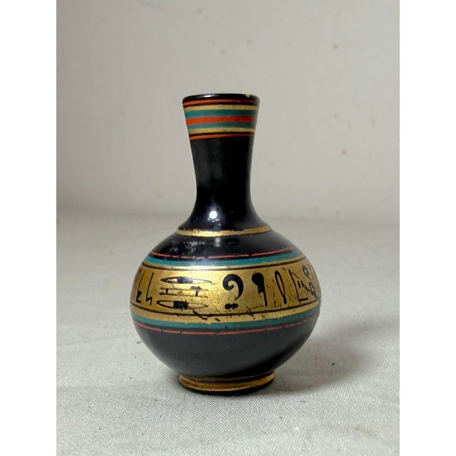 Mediterranean Antique Hand Painted Greek Glazed Miniature Dollhouse Pottery Clay Vase For Sale - Image 3 of 7