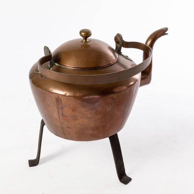 Mid 19th Century Antique Dovetailed Copper Kettle and Iron Trivet For Sale - Image 5 of 9