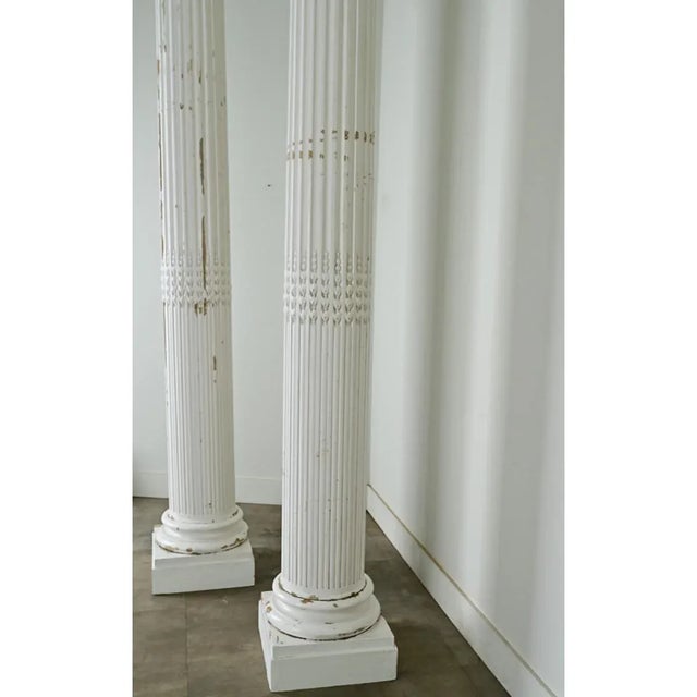 French Pair of Massive Painted Columns | Chairish