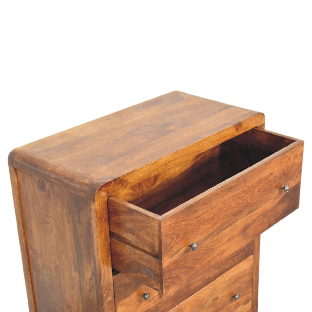 Wood Chestnut-Finish Mango Wood 3-Drawer Dresser For Sale - Image 7 of 8