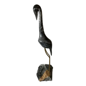 Vintage Mid 20th Century Marble and Brass Bird Sculpture