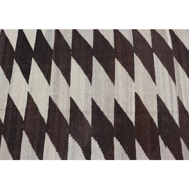 Modern Kilim With Browns and White by Keivan Woven Arts 7'9 X 9'8 For Sale In Atlanta - Image 6 of 11
