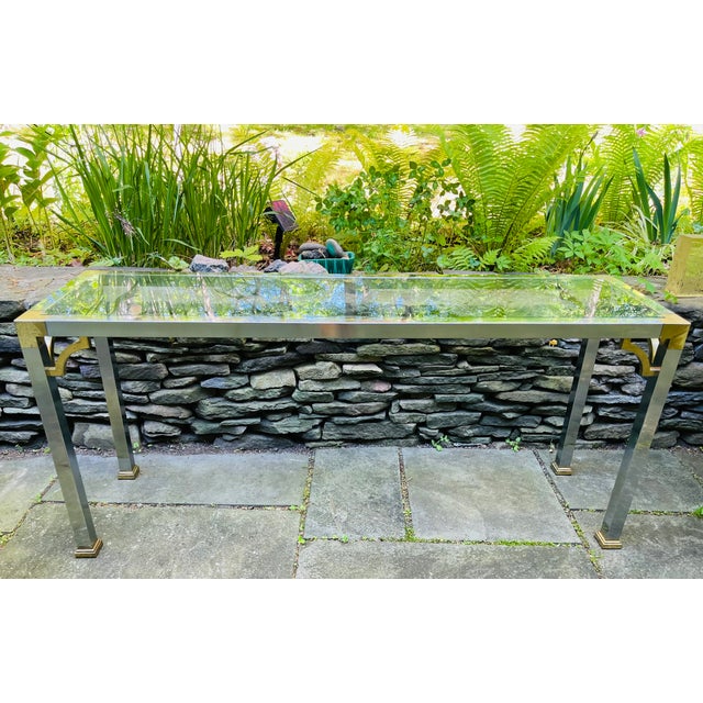 Mid-Century Modern Vintage Chrome Console Table Maison Jansen For Sale - Image 3 of 12