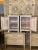 Pair Painted & Distressed Carved Cabinets with Shelf For Sale - Image 4 of 13