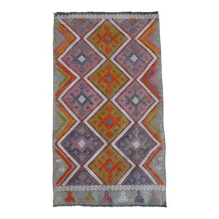 Hand-Made Braided Turkish Small Rug Jajim Kilim For Sale