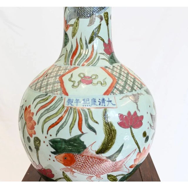 Chinese Porcelain Temple Vase Ming Urn Goldfish For Sale - Image 4 of 7