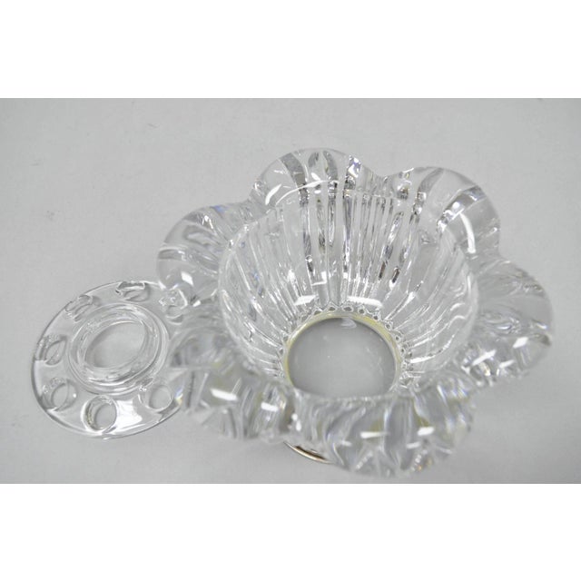 Metal Vintage French Mid Century Modern Crystal Glass Flower Frog Flower Holder Vase For Sale - Image 7 of 11