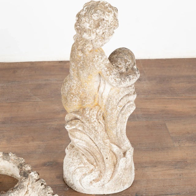 White Vintage Limestone Garden Sculpture Birdbath, Denmark Circa 1920-40 For Sale - Image 8 of 9