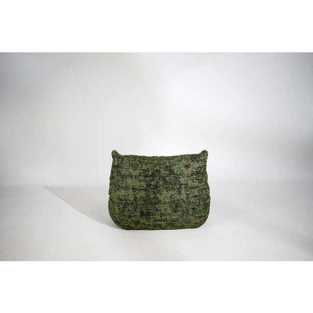 Textile Togo Lounge Chair and Pouf in Heritage Wave Fabric by Michel Ducaroy for Ligne Roset, 1973, Set of 2 For Sale - Image 7 of 17