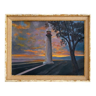 Vintage John Dunbar Mid-Century Original Oil on Canvas Coastal Seascape, C. 1960 For Sale