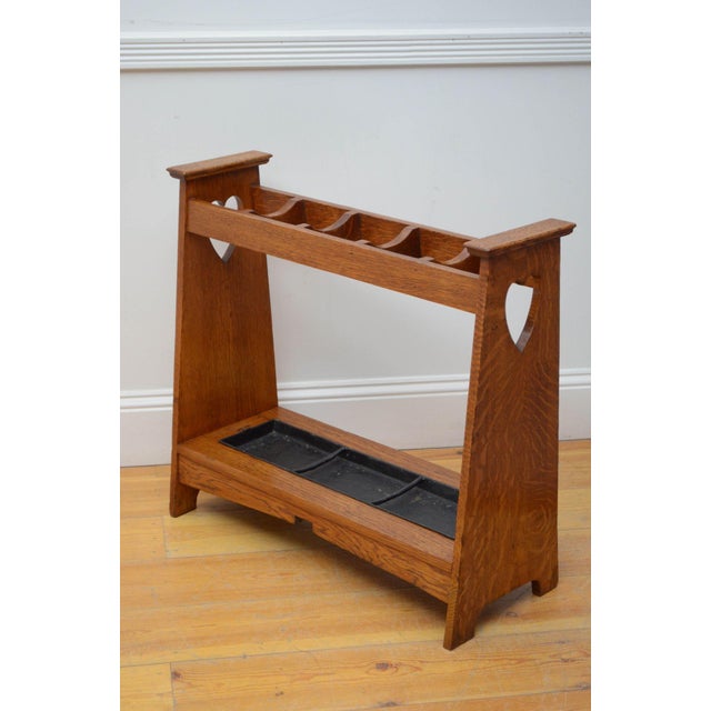 Arts and Crafts Umbrella Stand in Oak, 1890s For Sale - Image 6 of 10