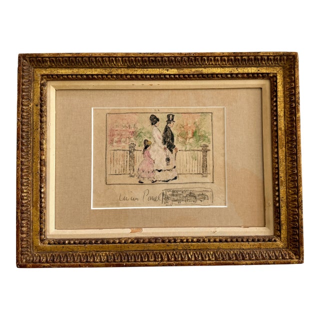 1940s Gifford Beal, "Three Figures" Monotype Provenance Kraushaar Galleries, Framed For Sale