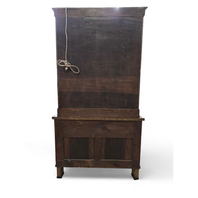 Early 20th Century Antique Biedermeier Style Walnut Bookcase Vitrine For Sale - Image 5 of 9