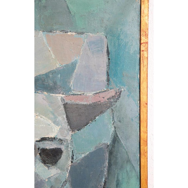 1960s Mid Century Oil Painting George Constant Art Abstract Bull Original Blue For Sale - Image 5 of 12
