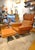 Mid-Century Modern Danish Modern Tan Leather Swivel Armchair and Ottoman Attr. Svend Skipper For Sale - Image 3 of 9