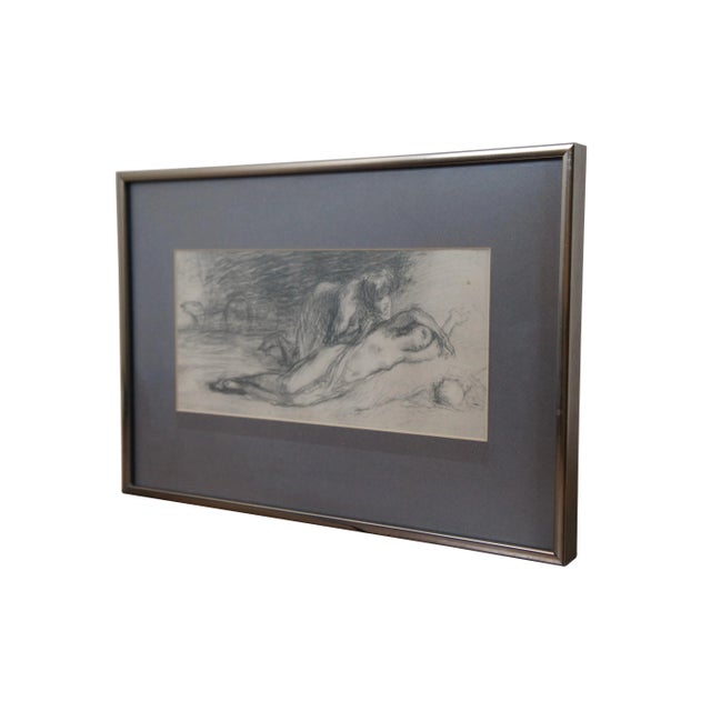 French Antique 19th Century French Jean Francois Millet Femme à Moitié Nue Nude Etching 16" For Sale - Image 3 of 11