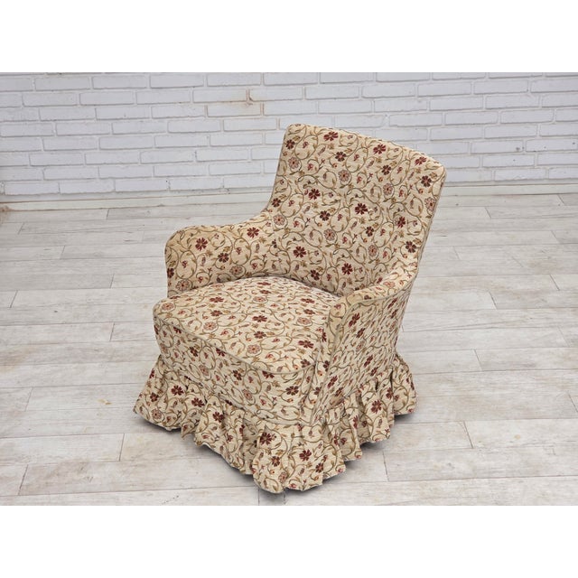 Danish Armchair in Jacquard Fabric and Ash Legs, 1970s For Sale - Image 9 of 18