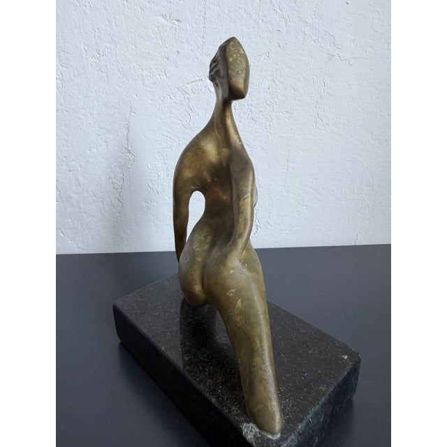 Mid-Century Brazilian Modern Bronze Female Sculpture on Granite Base, 1960s For Sale - Image 9 of 14