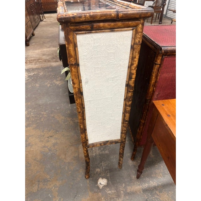 19th Century Tortoise Bamboo 2-Door Glass Front Cabinet For Sale - Image 13 of 14