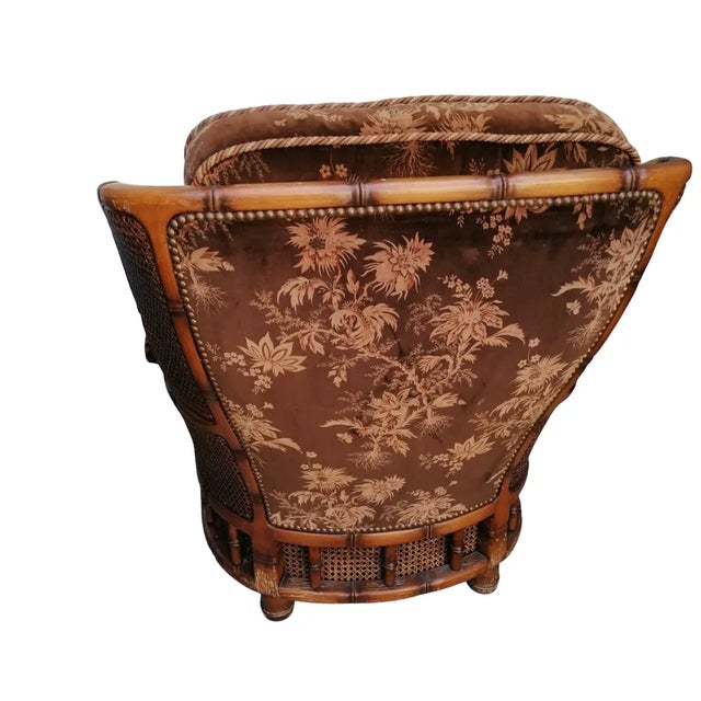 Armchairs in Velvet and Vienna Straw, 1970s, Set of 2 For Sale - Image 10 of 13