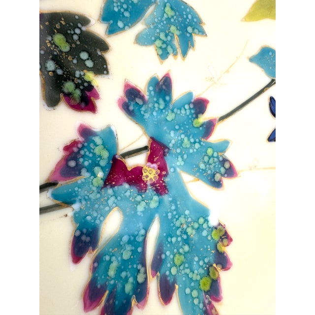 1960s Mid-Century Hand-Painted Japanese Dessert Plates & Stand – Set of 9 For Sale - Image 9 of 16