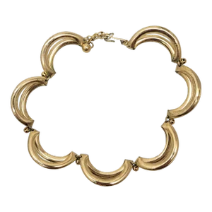 Vintage 1950s Signed Napier Goldtone Curved Sections Collar Necklace