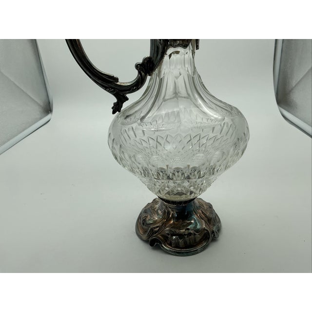Exquisite large-scale Topázio Portugal cut crystal ewer/decanter, measuring approximately 22 inches tall, featuring an...