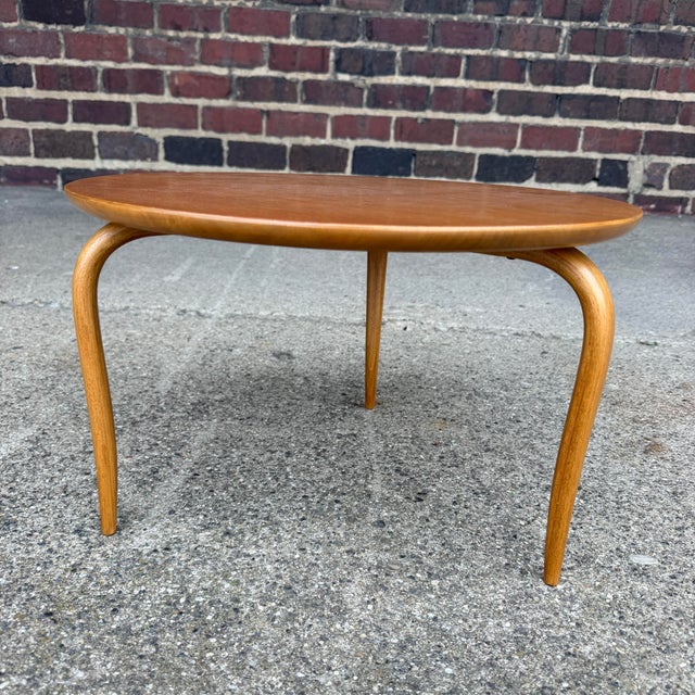 Mid-Century Modern Bruno Mathsson Petite Side Table Swedish Modern Bentwood Leg For Sale - Image 3 of 12