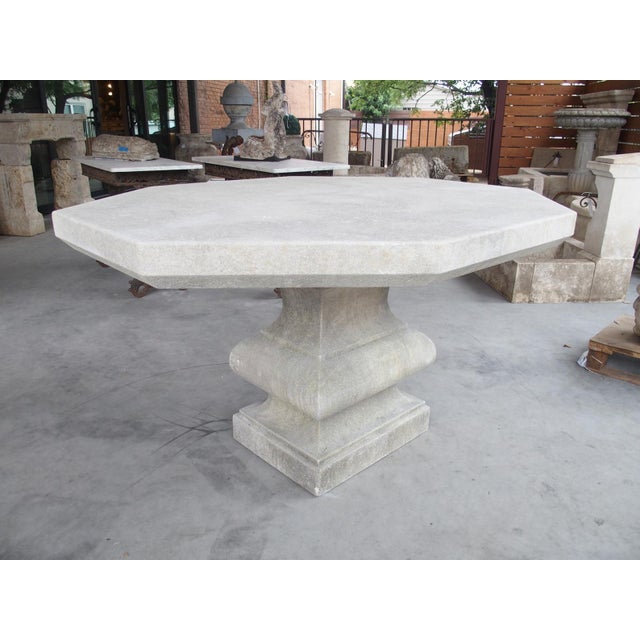 Italian Carved Limestone Baluster Garden or Center Table With Beveled Undercut For Sale In Dallas - Image 6 of 12