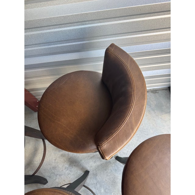 Lee Industries Leather Swivel Counter Stools L5983-51sw- Set of 4 For Sale In Greenville, SC - Image 6 of 9