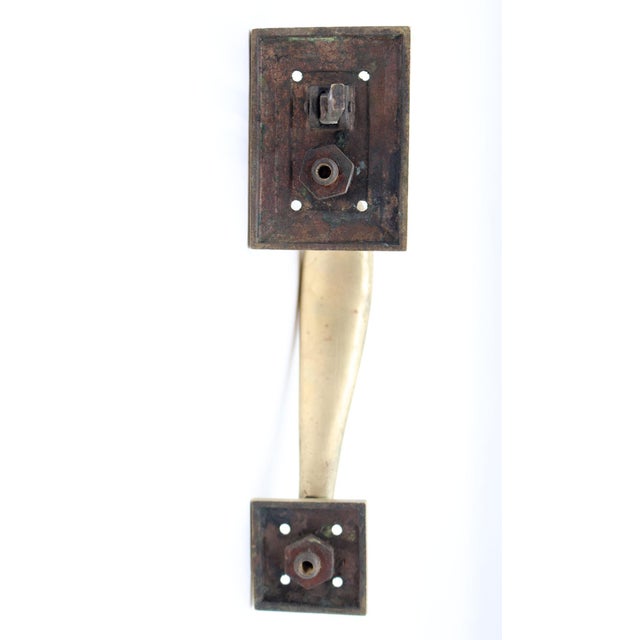 Mid 20th Century Vintage 9.5 In. Brass Thumb Latch Door Pull Handle For Sale - Image 5 of 5